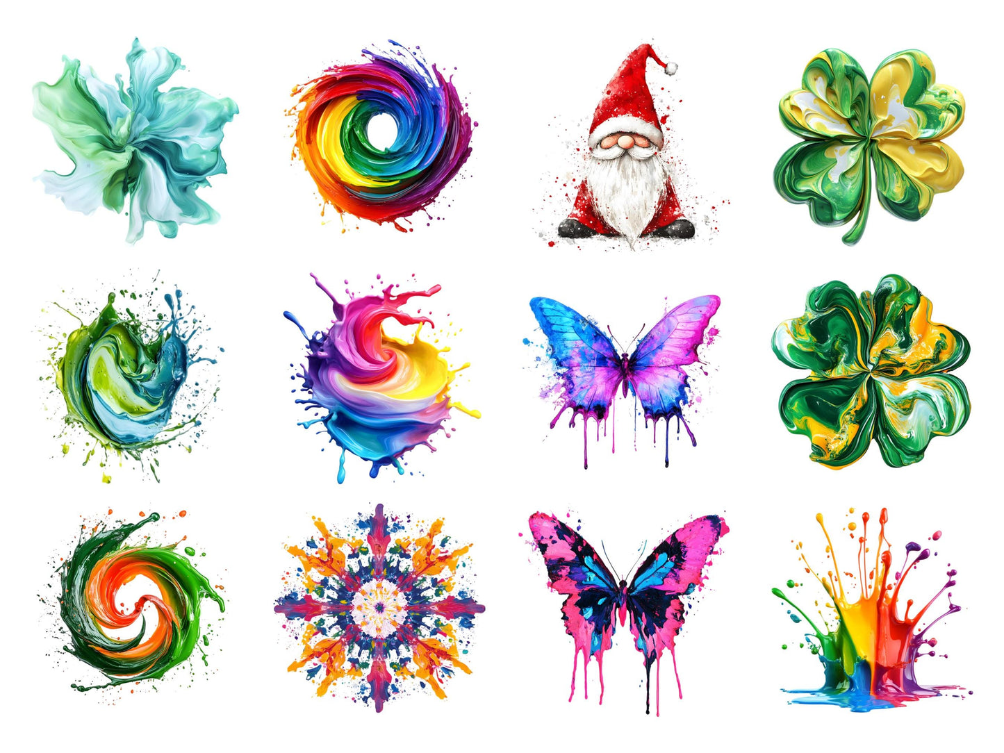 Aquarell-Spritzer-Clipart-Bundle (PNG), Farbspritzer-Clipart, Farbspritzer-Clipart (PNG), Bunte Spritzer (PNG), Tintenspritzer-Clipart