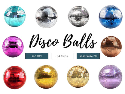 Disco Ball Clipart png, Dance Party Clipart, Light Burst Clipart, Ball Clipart, Watercolor balls Clipart png, Instant Download