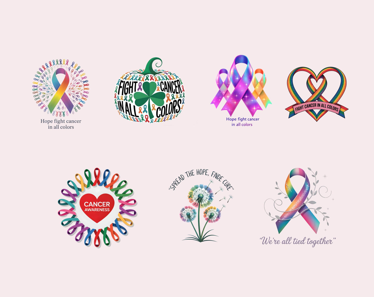 Watercolor Awareness Clipart Bundle, Fight Cancer Clipart png, Cancer Warrior png, Cancer Awareness Clipart Bundle, Cancer png