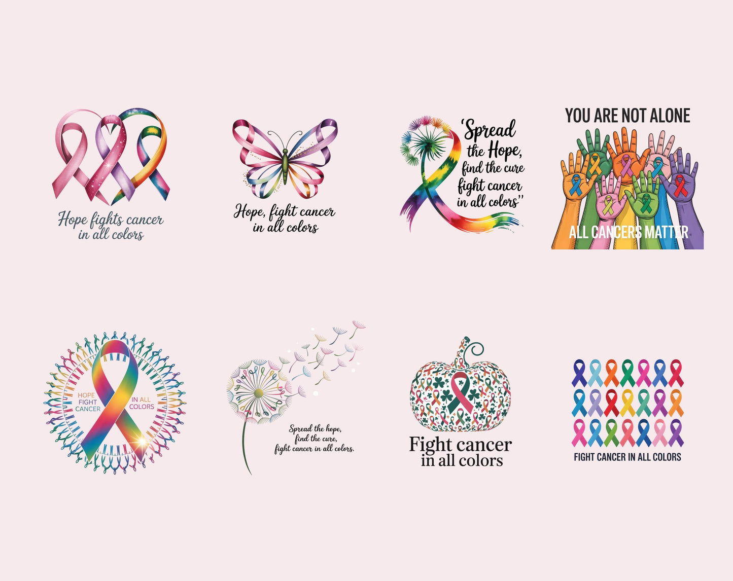 Watercolor Awareness Clipart Bundle, Fight Cancer Clipart png, Cancer Warrior png, Cancer Awareness Clipart Bundle, Cancer png