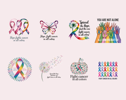 Watercolor Awareness Clipart Bundle, Fight Cancer Clipart png, Cancer Warrior png, Cancer Awareness Clipart Bundle, Cancer png