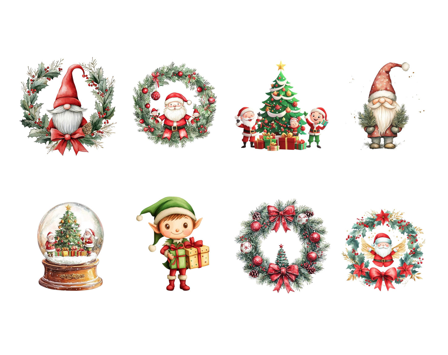 Watercolor Christmas Clipart Bundle png, Christmas Clipart Bundle, Merry Christmas Clipart, Watercolor Santa Claus Clipart, Christmas Tree