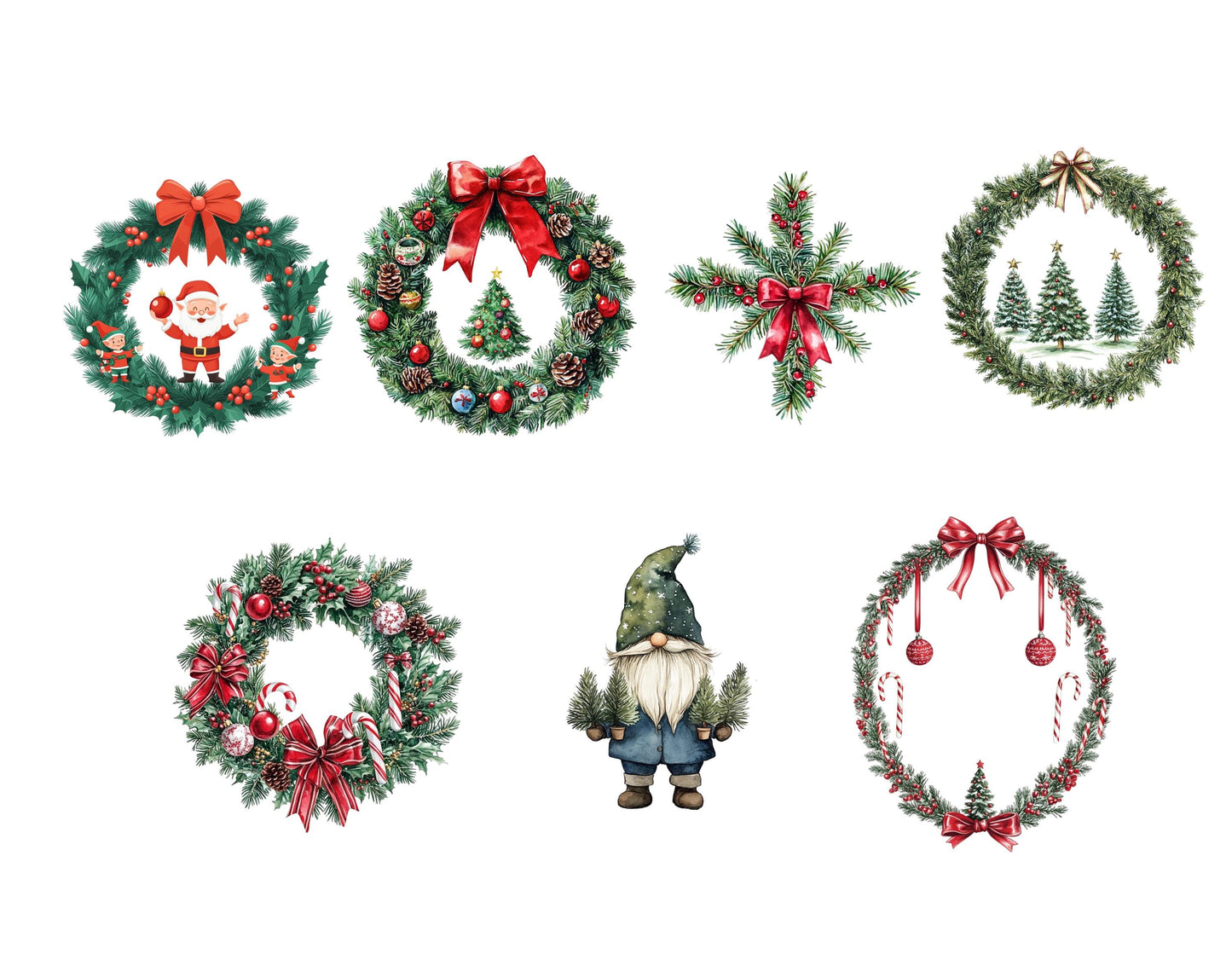 Watercolor Christmas Clipart Bundle png, Christmas Clipart Bundle, Merry Christmas Clipart, Watercolor Santa Claus Clipart, Christmas Tree