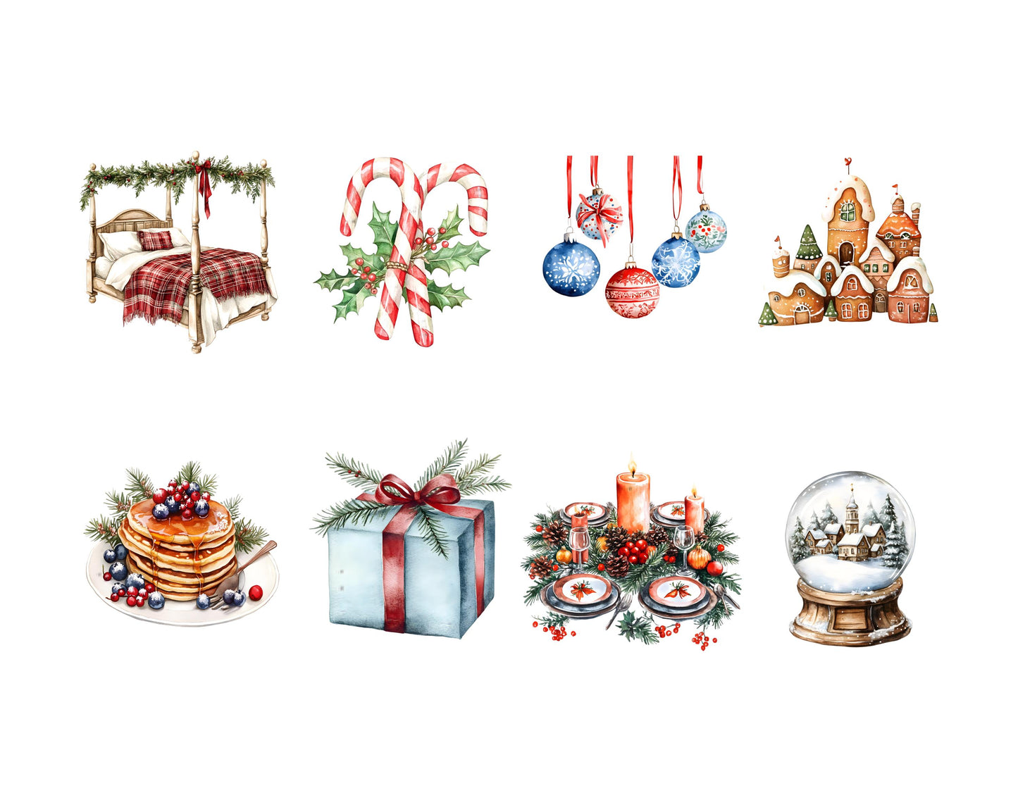 Watercolor Christmas Clipart Bundle png, Christmas Elements Clipart, Christmas png, Xmax png, Snowman Clipart, Christmas Santa Clipart