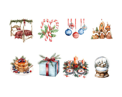 Watercolor Christmas Clipart Bundle png, Christmas Elements Clipart, Christmas png, Xmax png, Snowman Clipart, Christmas Santa Clipart