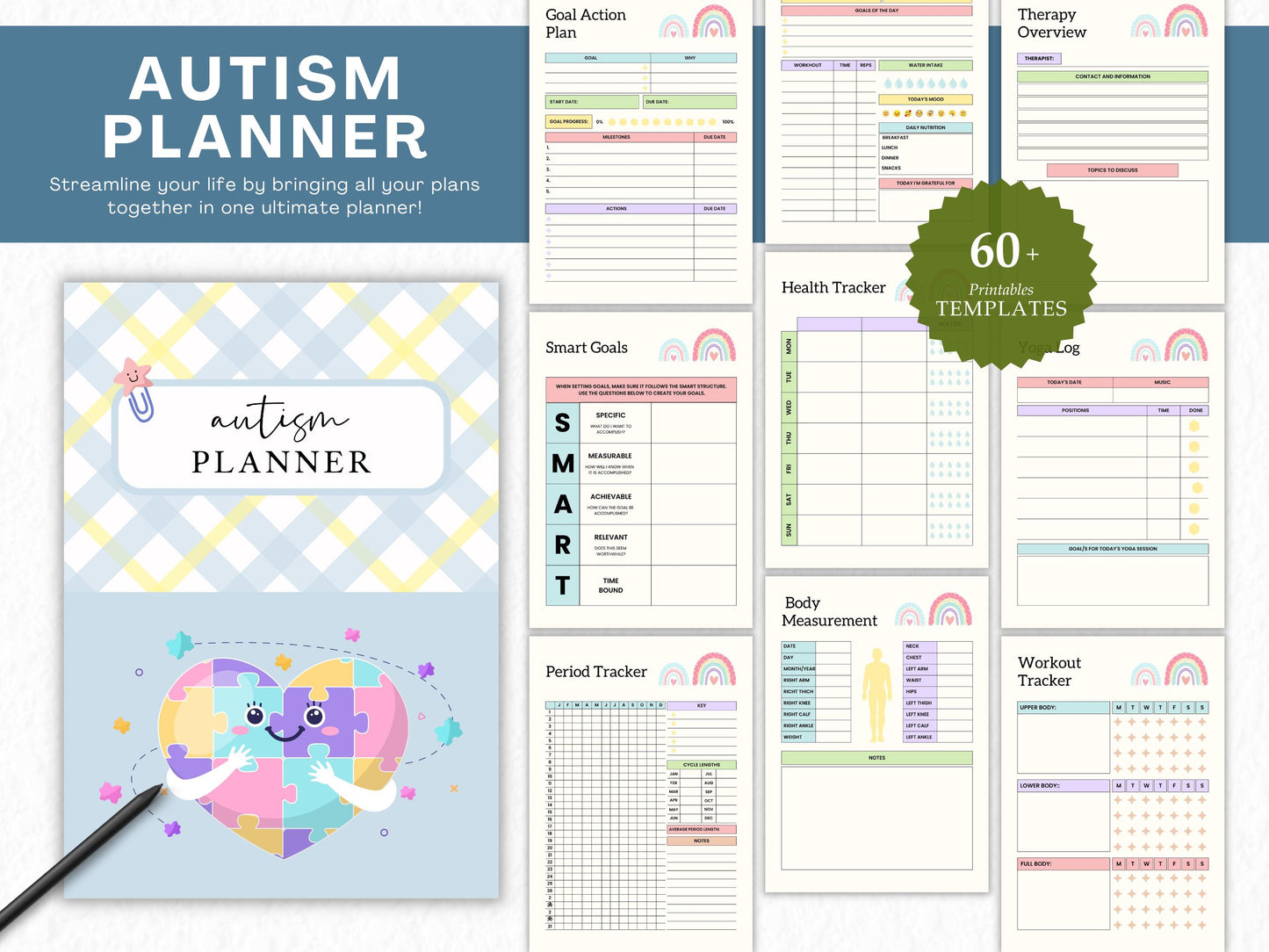 Autism Planner Template Printable, Autism Planner Adult, Autism Planner Binder, Daily Autism Planner, Autism Digital Planner Printable