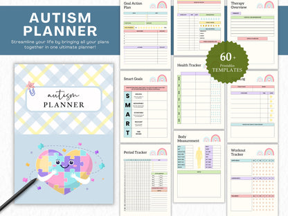 Autism Planner Template Printable, Autism Planner Adult, Autism Planner Binder, Daily Autism Planner, Autism Digital Planner Printable