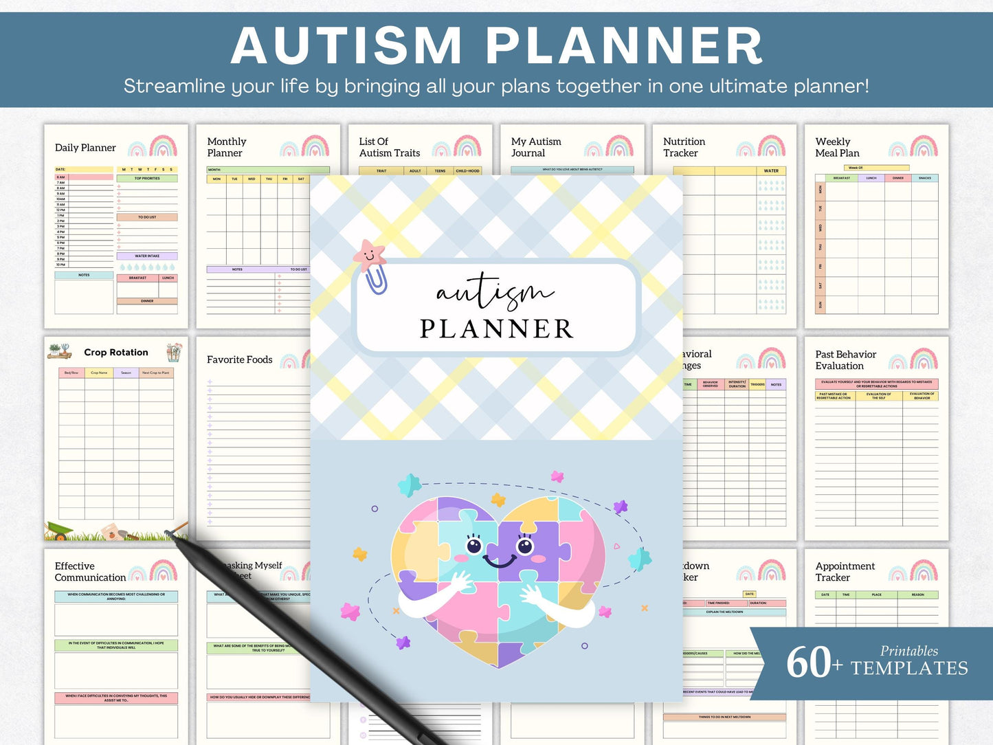 Autism Planner Template Printable, Autism Planner Adult, Autism Planner Binder, Daily Autism Planner, Autism Digital Planner Printable