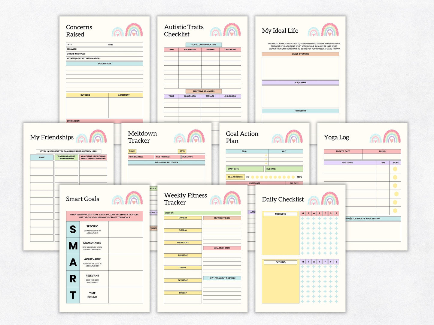 Autism Planner Template Printable, Autism Planner Adult, Autism Planner Binder, Daily Autism Planner, Autism Digital Planner Printable