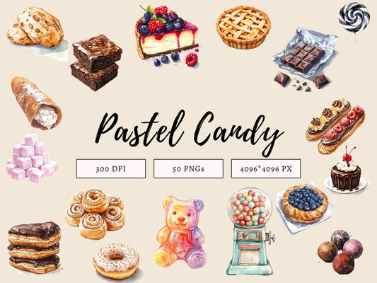 DIY Download Pastel Candy Clipart Bundle