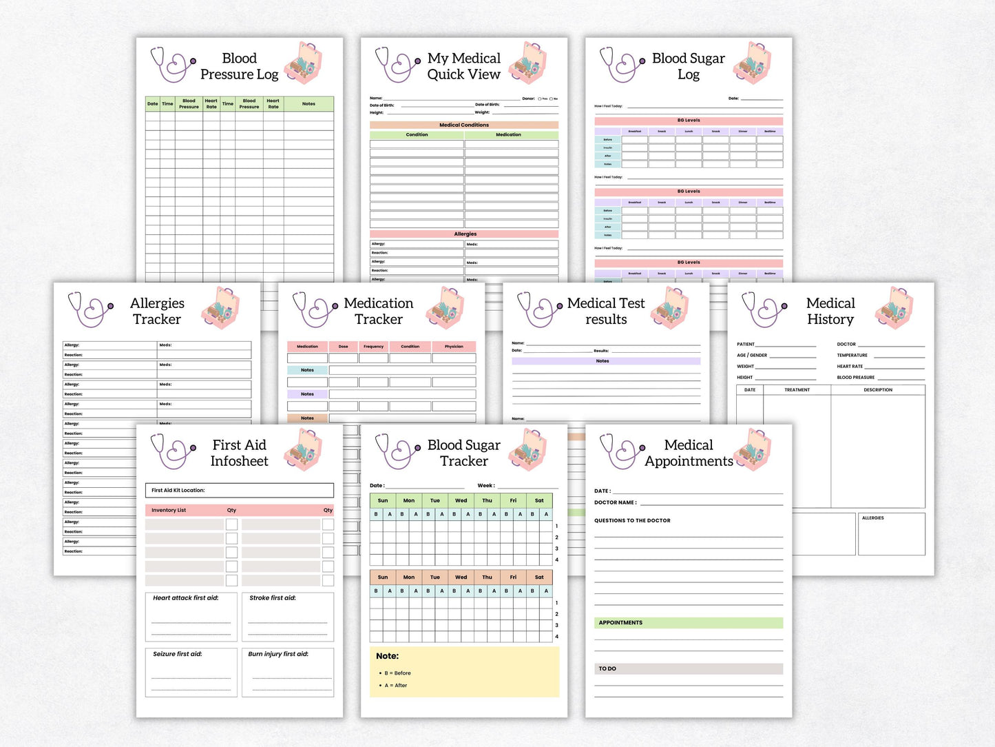 Printable Medical Planner Template, Healthcare Planner, Habit Planner, Medication Planner, Doctor Planner, Nursing Planner, Family Medical