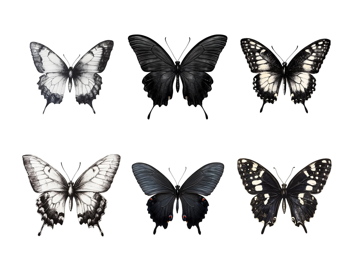 Watercolor Black Butterfly Clipart png Bundle, Butterflies Clipart png, Black And White Butterfly Clipart, Nursery Decor, Baby Shower