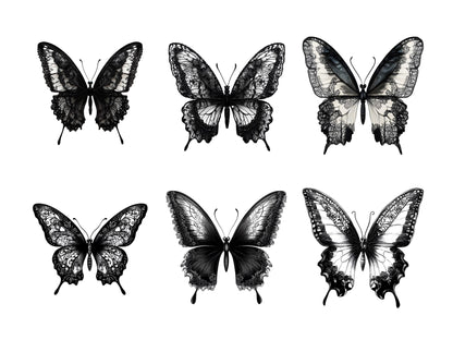 Watercolor Black Butterfly Clipart png Bundle, Butterflies Clipart png, Black And White Butterfly Clipart, Nursery Decor, Baby Shower
