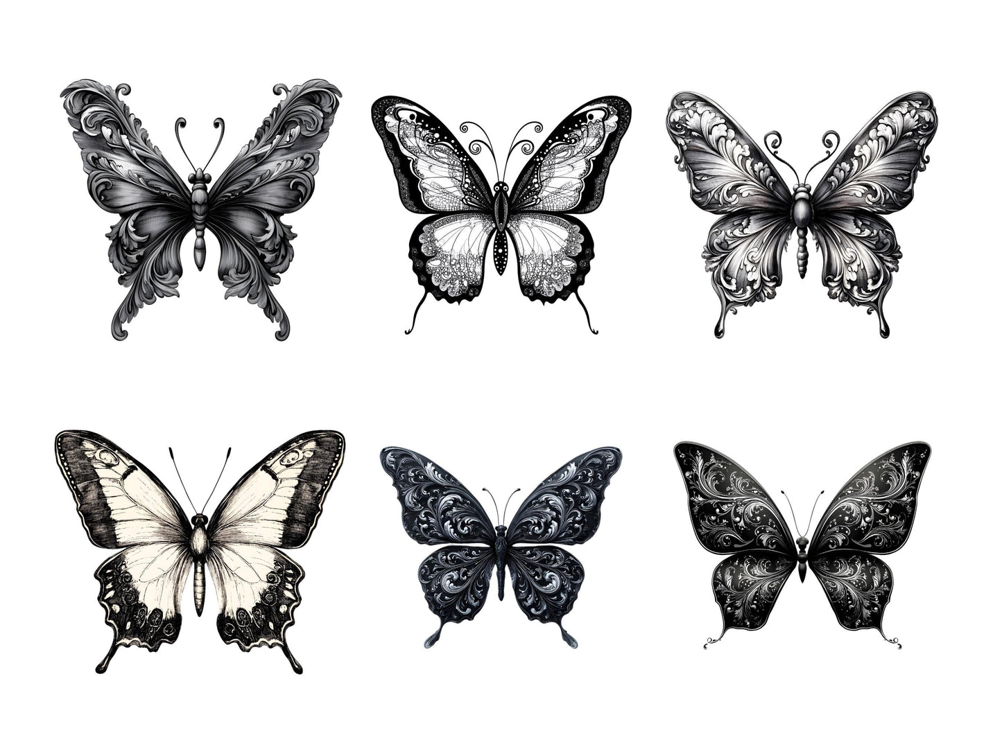 Watercolor Black Butterfly Clipart png Bundle, Butterflies Clipart png, Black And White Butterfly Clipart, Nursery Decor, Baby Shower
