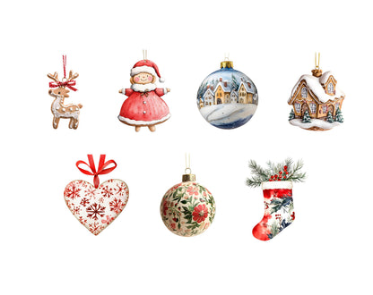 Watercolor Christmas Ornaments Clipart Bundle png, Christmas Ornaments png, Christmas Elements Clipart, Ornaments Clipart, Elements Clipart