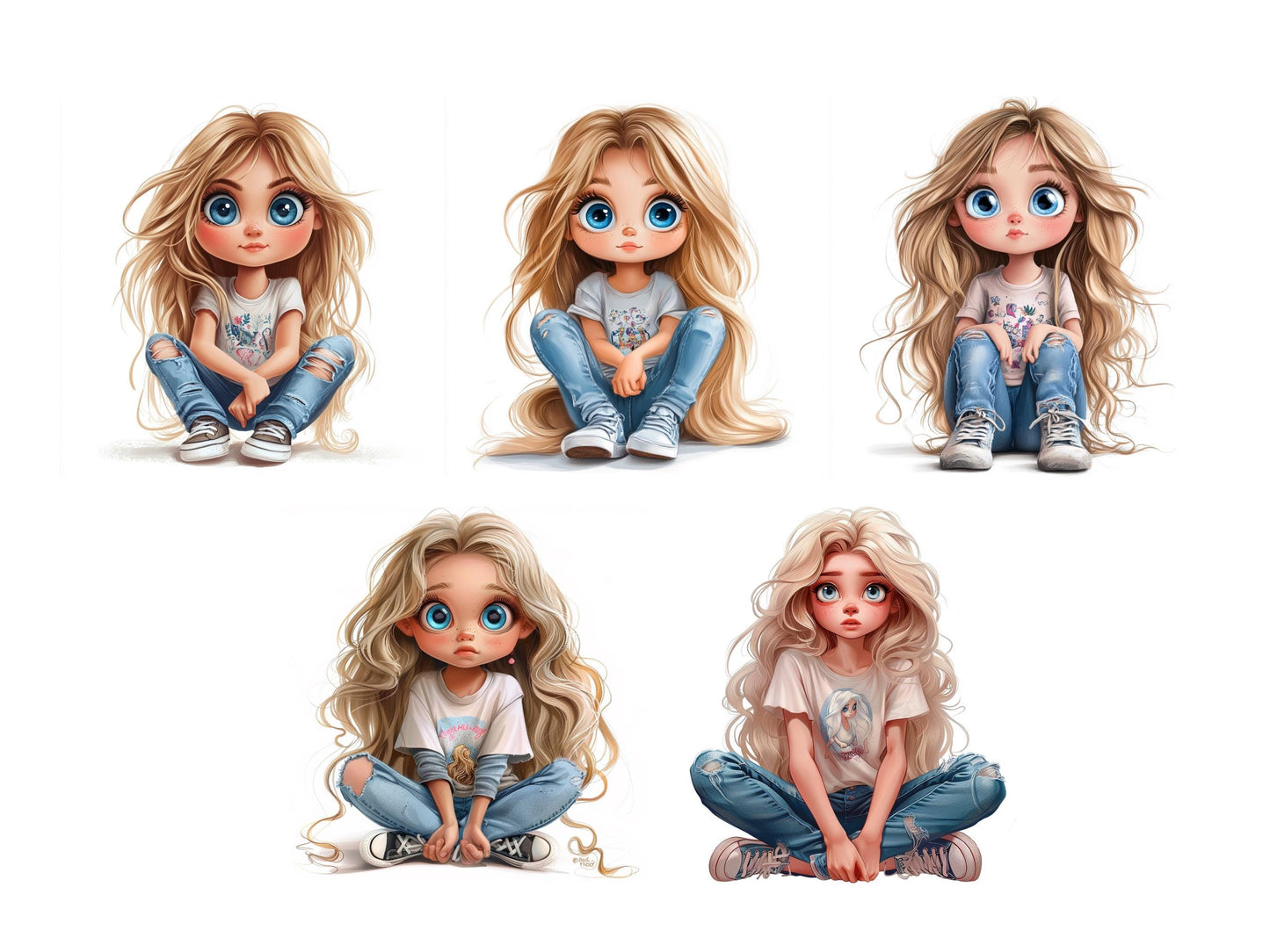 Lustige Mädchen-Cliparts (PNG), Aquarell-Cliparts von lustigen Mädchen, Cliparts von schrägen Mädchen, lustige Mädchen-PNGs, Mädchen-PNGs, Cliparts von Mädchen mit lockigen Haaren