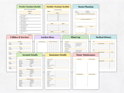 Printable Home Management Planner, Cleaning Schedules (A4, A5, US Letter) (PDF Format)