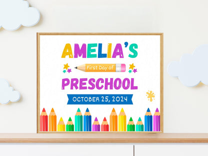 First Day of Pre-K Sign: Editable Photo Prop Canva Template (Instant Download
