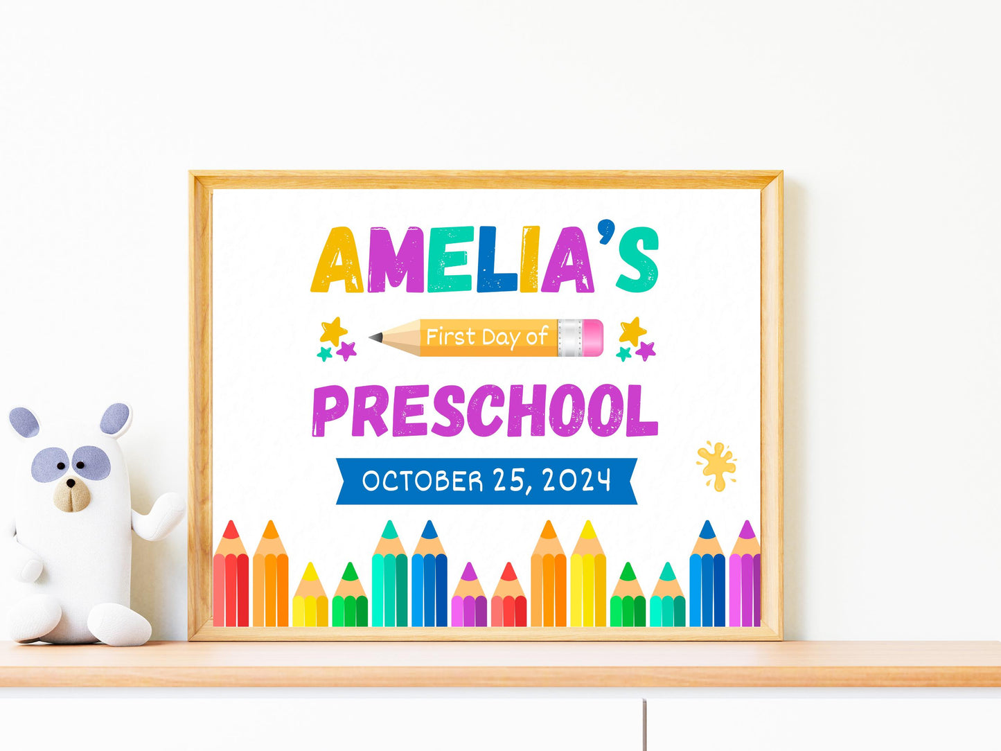 First Day of Pre-K Sign: Editable Photo Prop Canva Template (Instant Download