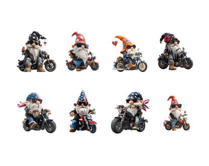 Gnome Clipart png Bundle, Biker Gnome Clipart png, Gnome png, Gnome Clipart, American Gnome Biker Clipart, Biker Clipart png Bundle
