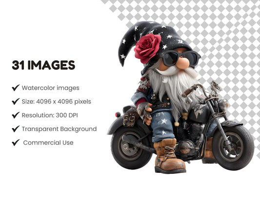 Gnome Clipart png Bundle, Biker Gnome Clipart png, Gnome png, Gnome Clipart, American Gnome Biker Clipart, Biker Clipart png Bundle