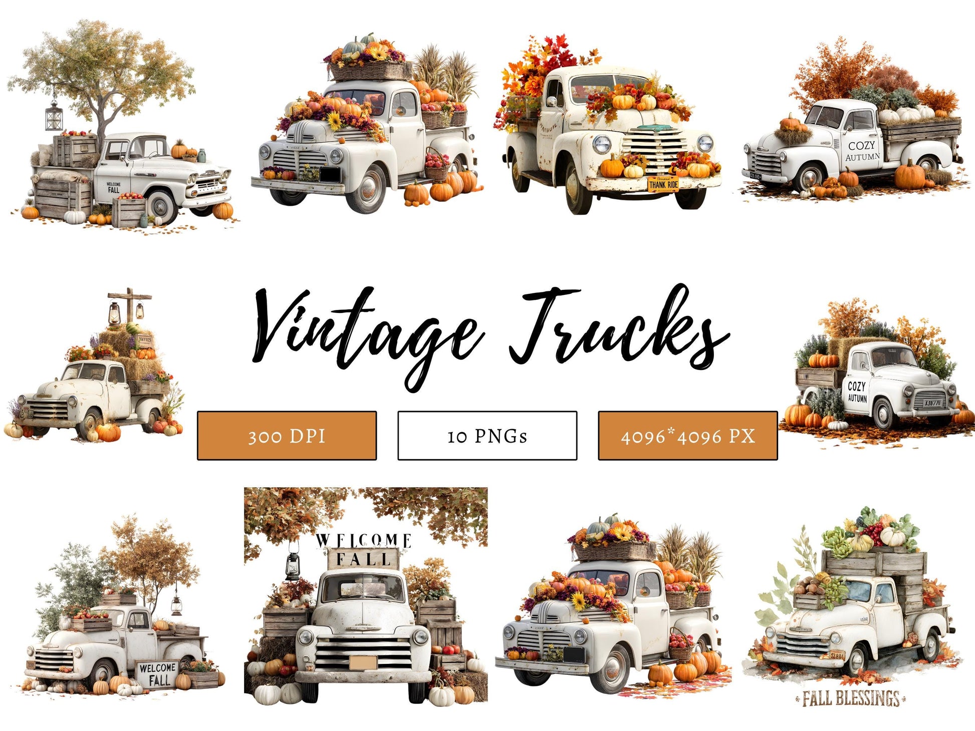 DIY Download Vintage Truck Clip art Bundle