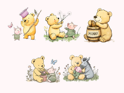Winnie The Pooh Clipart, Pooh Clipart Bundle, Pooh And Friends Clipart, Classic Winnie The Pooh, Pooh png, Pooh Party Décor Pooh Digital png