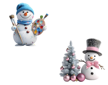 Watercolor Snowman Clipart Bundle, Snowman Clipart png Bundle, Winter Clipart, Winter Snowman Clipart, Nutcracker Ornament Clipart