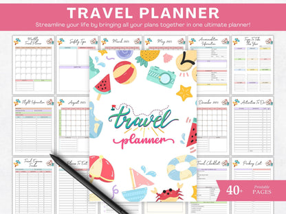 Travel Planner Printable Template, Vacation Journal (PDF)