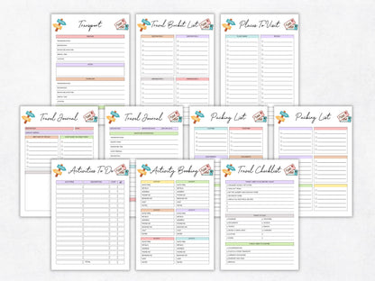 Travel Planner Printable Template, Vacation Journal (PDF)