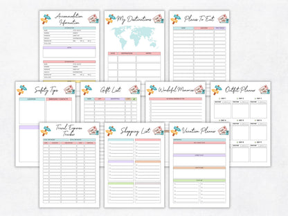 Travel Planner Printable Template, Vacation Journal (PDF)