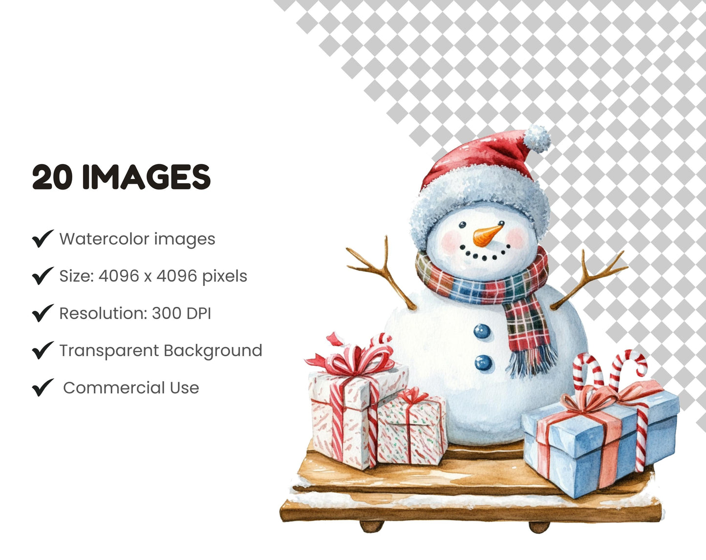 Aquarell-Schneemann-Clipart-Bundle (PNG), Schneemann-Clipart-Sammlung, Schneemann-Clipart mit hervorlugendem Gesicht, Winter-Feiertags-Clipart, Schneemann-Weihnachts-Clipart (PNG)