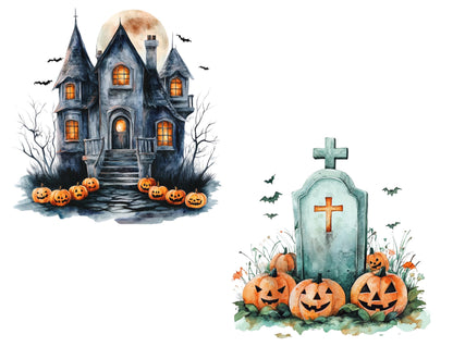 Watercolor Halloween Clipart Bundle, Cute Halloween Clipart png, Witch Clipart, Pumpkin CLipart, Black Cat Clipart, Halloween Decoration png