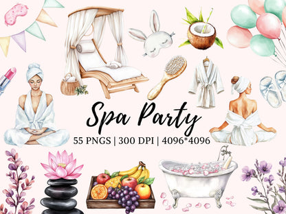 DIY Download Spa Party Clipart Bundle