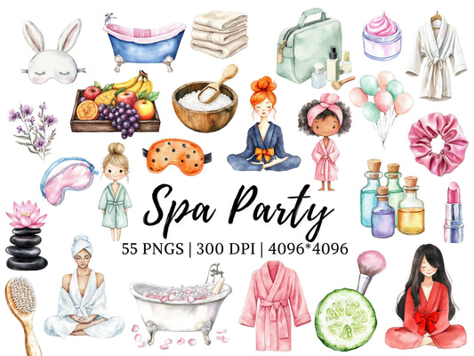 DIY Download Spa Party Clipart Bundle
