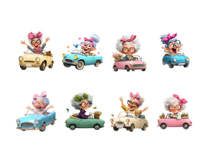 Lustige Cliparts älterer Damen (PNG), Aquarell-Cliparts älterer Damen, Cliparts älterer Damen (PNG), Cliparts von Omas (PNG), moderne Oma-Cliparts, Oma-Cliparts (PNG)