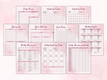 Printable Weight Loss Planner, Fitness Tracker, Calorie Calculator (PDF)