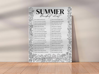 Summer Bucket List Printable: Fun Activities for Kids (Canva Template, US Letter Size)