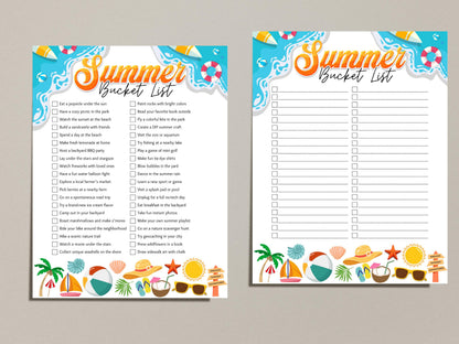 Summer Bucket List Printable: Fun Family Activities - Canva Template