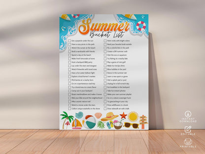 Summer Bucket List Printable: Fun Family Activities - Canva Template