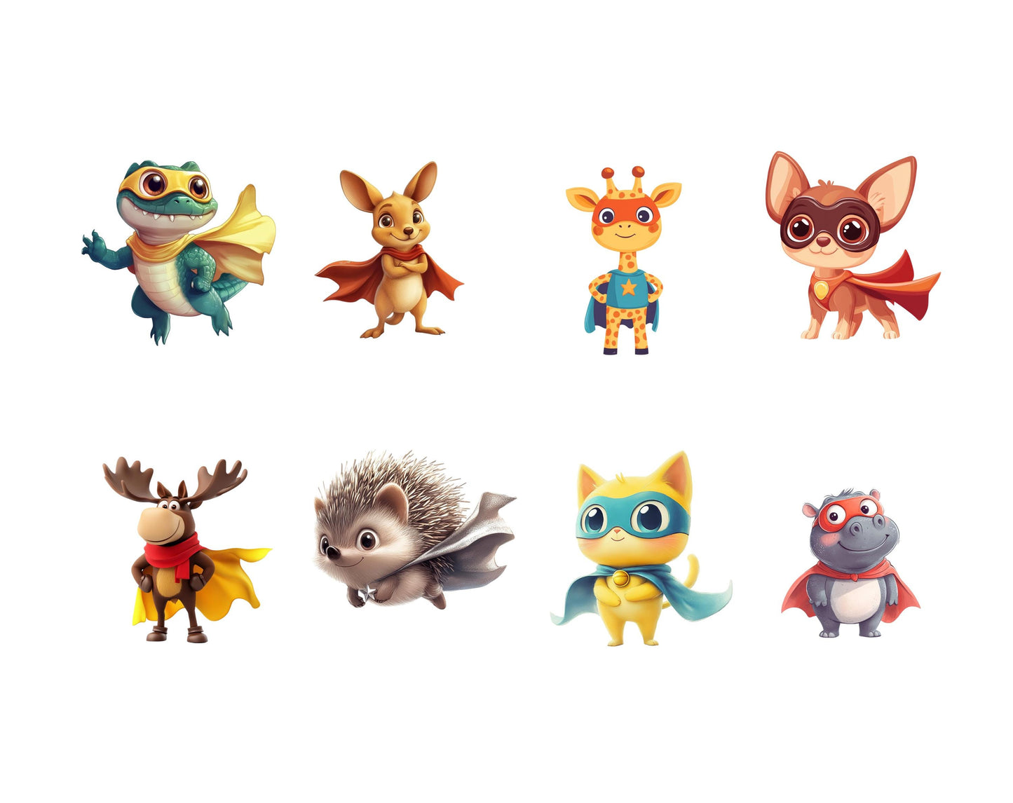 Niedliches Tier-Superhelden-Clipart-Bundle, Tier-Superhelden-Clipart (PNG), Niedliche Tier-Clipart, Niedliche Baby-Tier-Superhelden-Clipart (PNG)