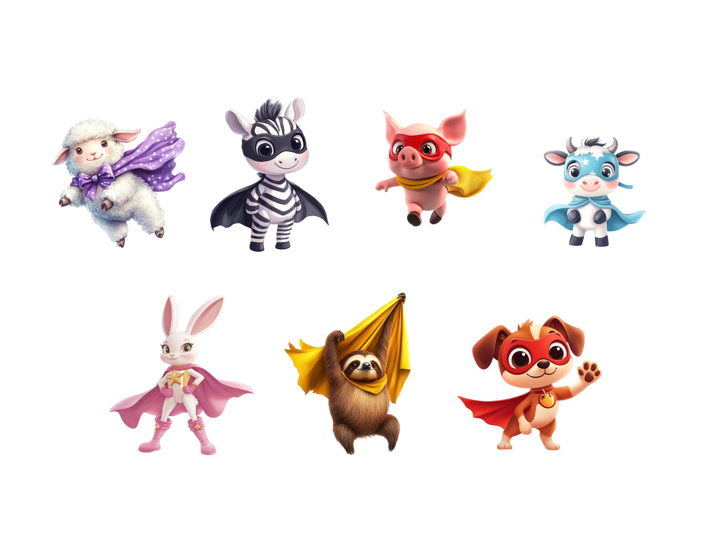 Niedliches Tier-Superhelden-Clipart-Bundle, Tier-Superhelden-Clipart (PNG), Niedliche Tier-Clipart, Niedliche Baby-Tier-Superhelden-Clipart (PNG)