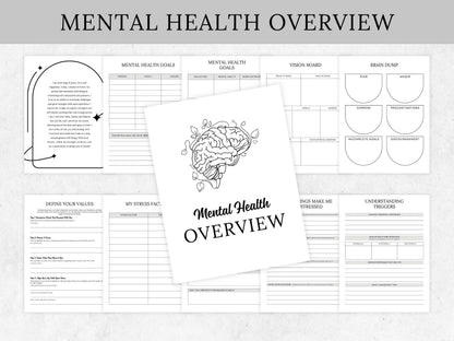 Mental Health Planner Bundle, Self-Care Workbook (Printable)
