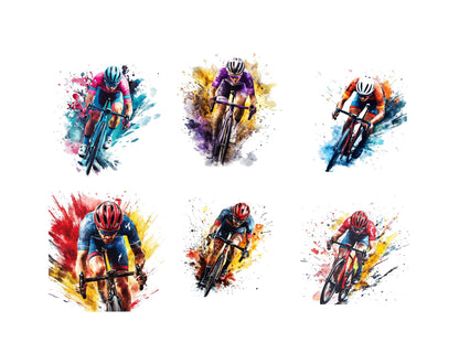 Watercolor Cycling Clipart Bundle png, Cycling Clipart, Sports Cycling Clipart, Sports Clipart, Cycling Clipart Set png Bundle