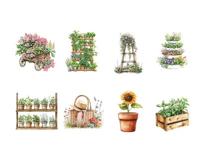 Watercolor Gardening Clipart Bundle png, Gardening Clipart, Garden Clipart png, Home Garden Clipart, Gardening Tools clipart