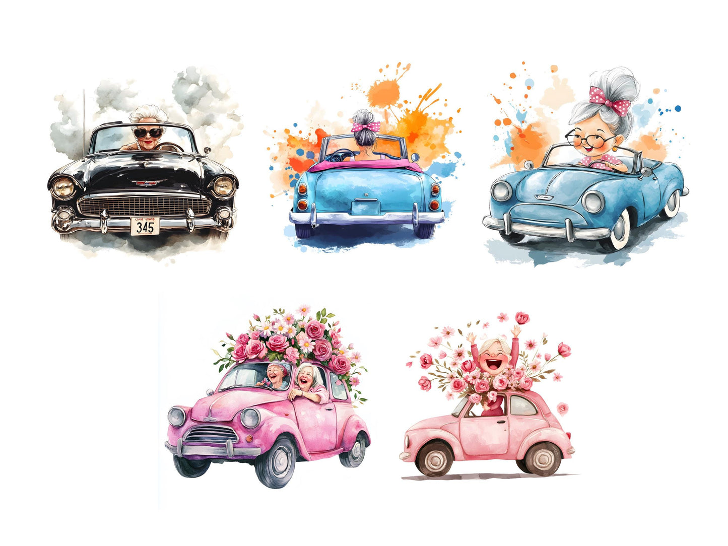 Funny Old Lady Clipart Bundle png, Watercolor Funny Old Lady Clipart, Funny Lady Clipart, Old Lady Clipart, Grandma Clipart, Women Clipart