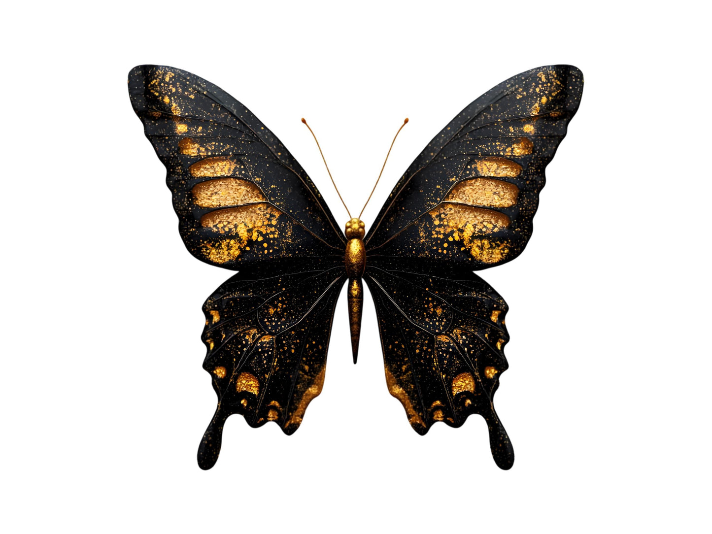 Schmetterlings-Cliparts in Schwarz und Gold, Schmetterlings-Clipart-Bundle (PNG), Aquarell-Schmetterlings-Cliparts, goldene, funkelnde Schmetterlings-Cliparts