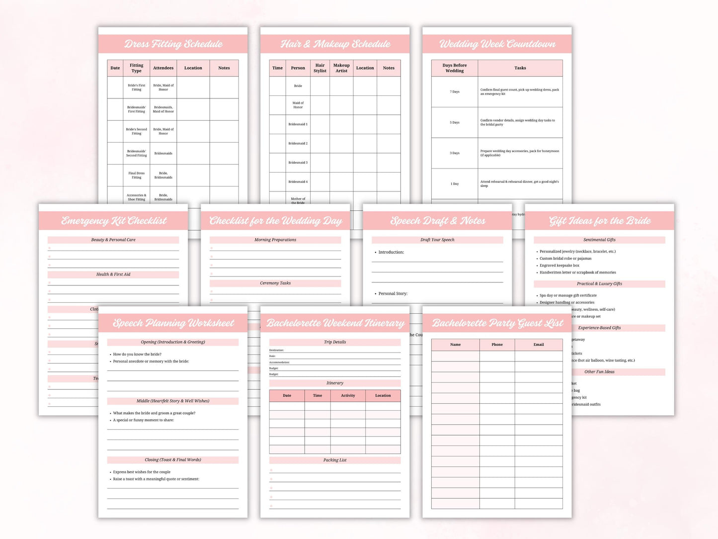 Maid of Honor Printable  Planner, Maid Of Honor Wedding Planner Bundle,  Hen Party Planner, Bachelorette Party Planning, Wedding Binder