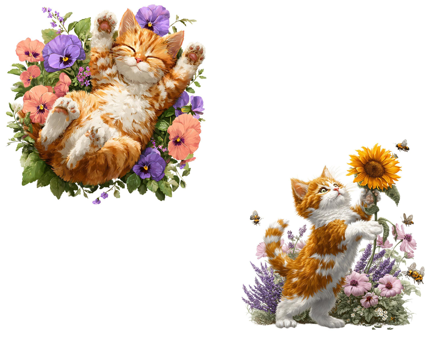 Babykatze mit Blumen Clipart, Niedliche Katze und Blume Clipart (PNG), Babykatze Clipart, Blumenkatze Clipart, Blumen Clipart (PNG), Katze mit Blume Clipart
