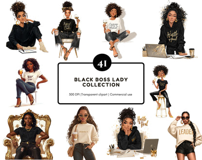 Black Girl Clipart Bundle png, Black Boss Lady Collection Clipart, Watercolor Black Women Clipart, Black Boss Lady Bundle Clipart png